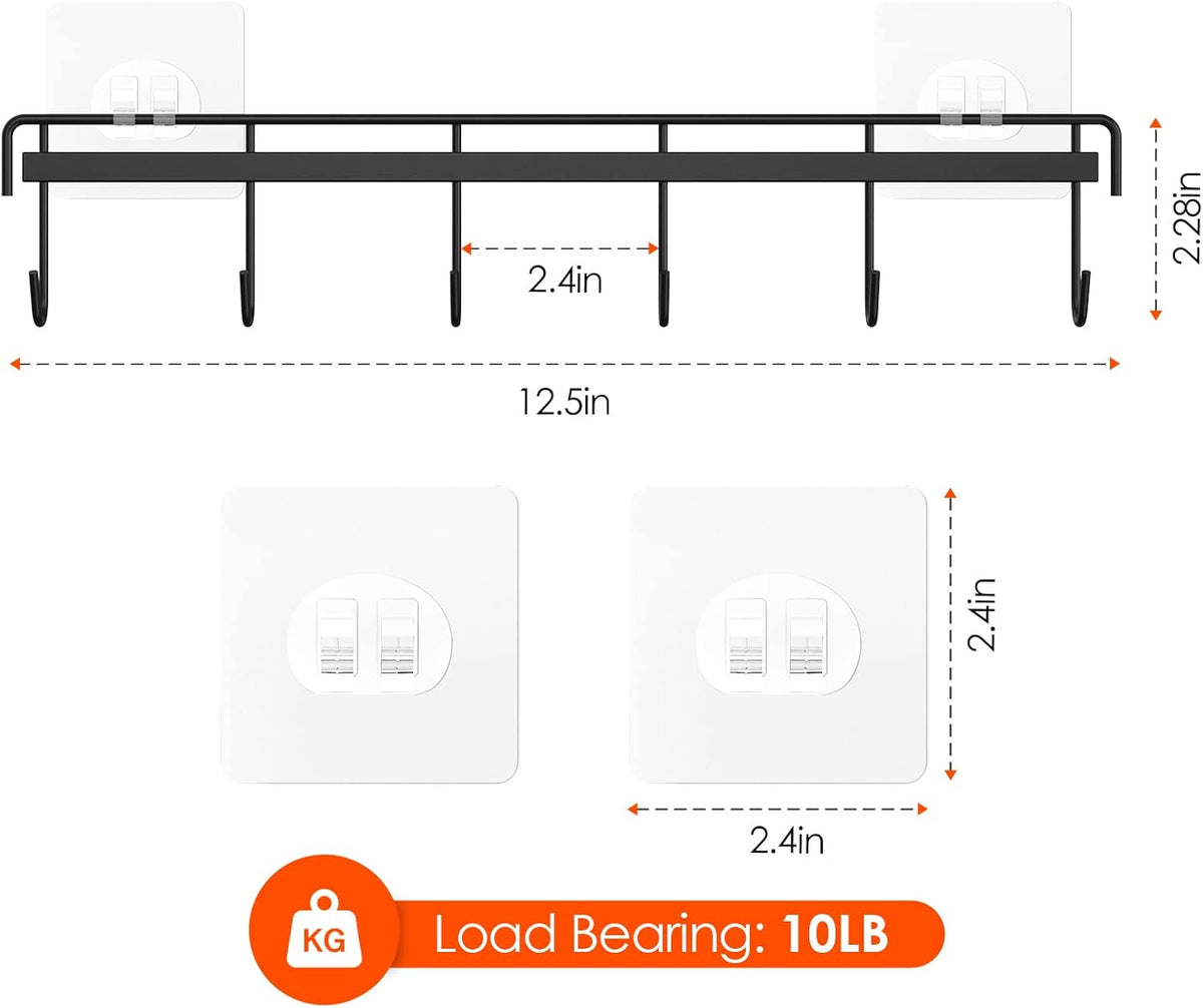 Myfolrena Adhesive Kitchen Hooks Utensil Hanger Holder Hanging Rack 2 Pack, Hanging Rack Wall