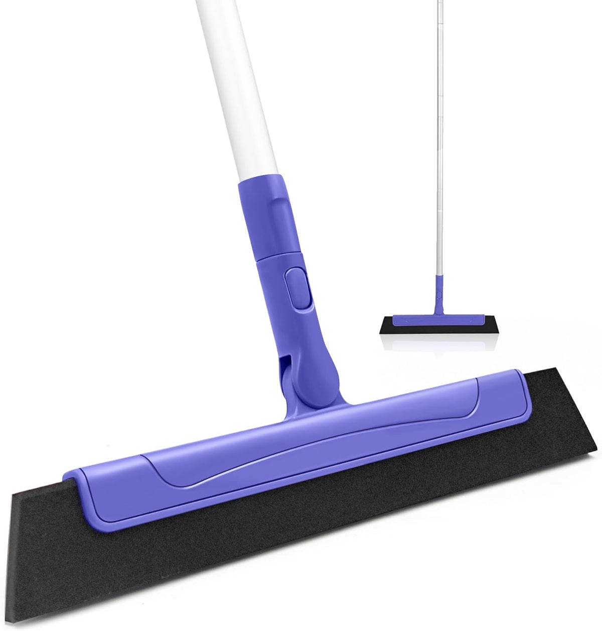 Floor Squeegee for Tile Floor and Shower Glass, Broom Rubber Blade with 48.4" Aluminum Long Handle
