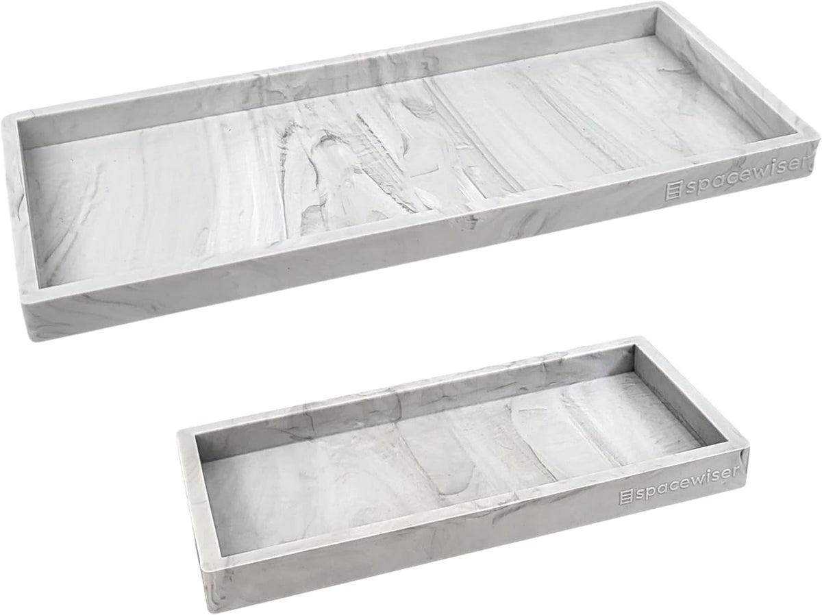 Countertop and Vanity Tray - 2 PC (11” and 7”) Shatterproof Silicone Kitchen and Bathroom Trays for