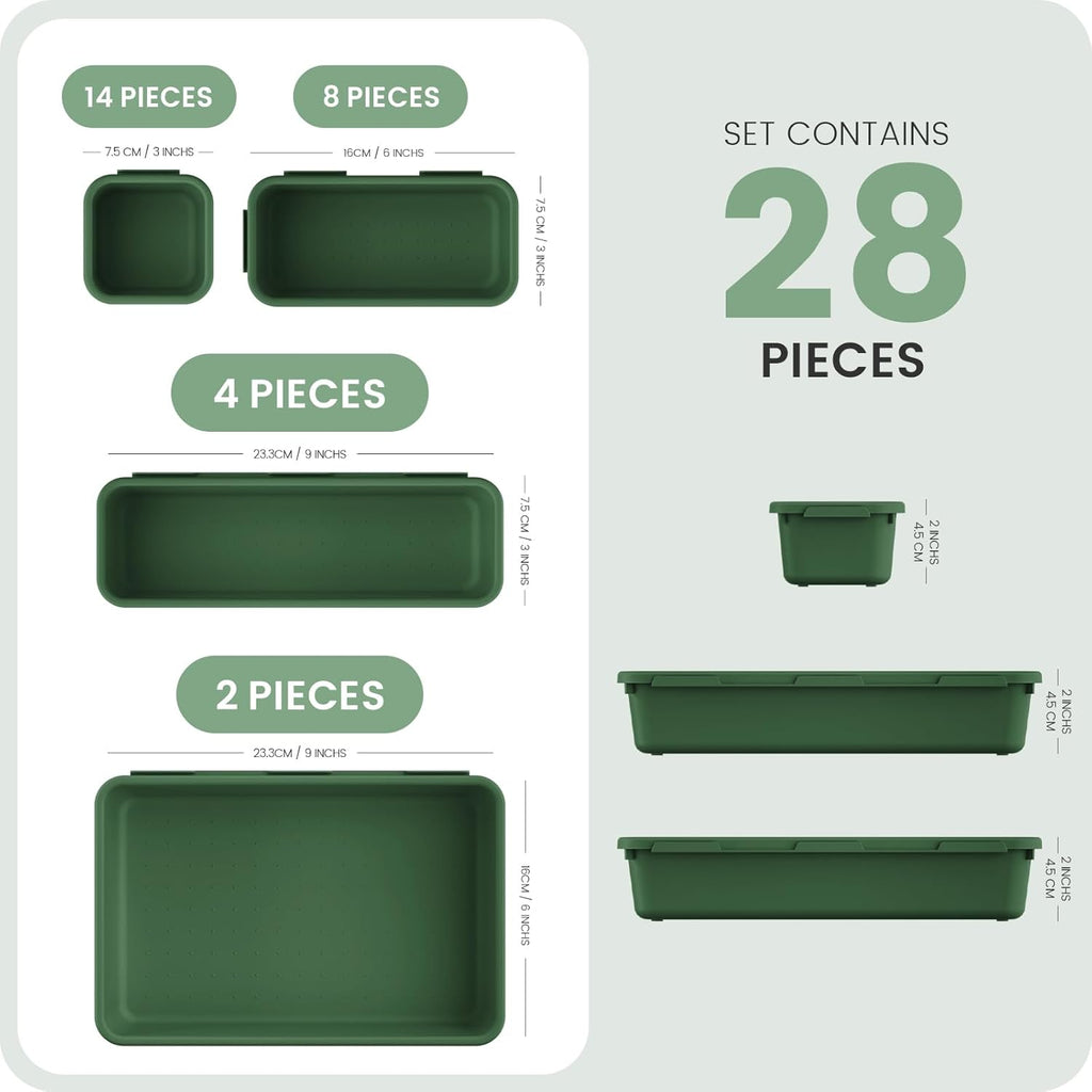 A-LuGei 【28PCS】 Drawer Organizer, Bathroom Organizers and Storage, Makeup organizer, Desk drawer