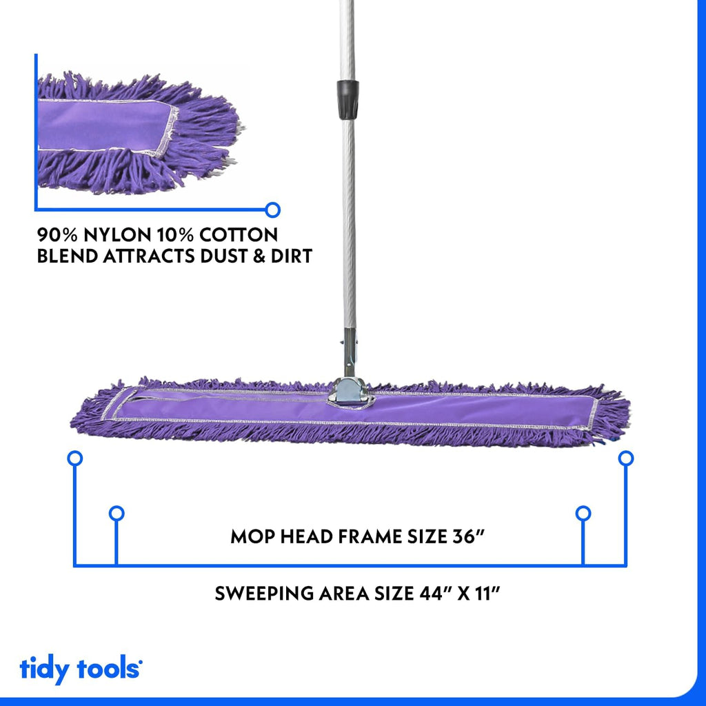 36 Inch Purple Commercial Dust Mop & Floor Sweeper with Extendable Handle – Mop for Hardwood, Tile