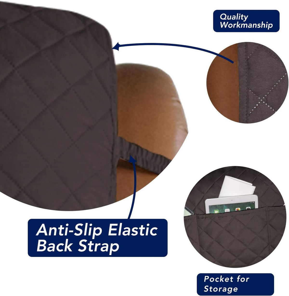 PureFit Reversible Quilted Oversized Recliner Sofa Cover, Water Resistant Furniture Protector