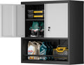 Metal Garage Cabinets, Lockable Storage Cabinet, Metal Cabinet with Open Storage, Upper Tool