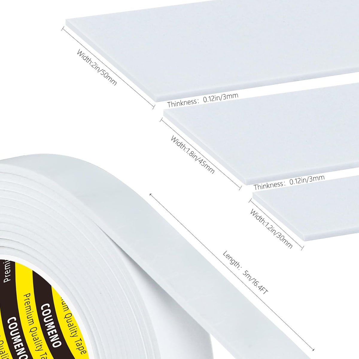 3 Pack EVA Single-Sided Adhesive Foam Tape 1.2inx16.4FT Single-Sided Sealing Strip Foam Pad Sponge