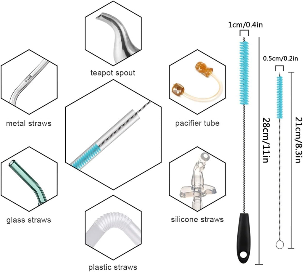 3 in 1 Stainless Steel Long Handled Water Bottle Brush Set, Kitchen Scrubber Cleaning Brush for