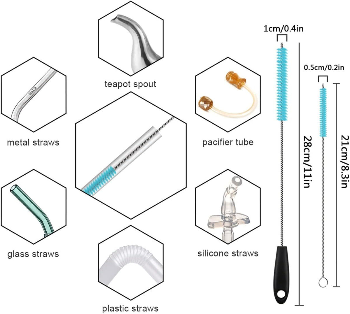3 in 1 Stainless Steel Long Handled Water Bottle Brush Set, Kitchen Scrubber Cleaning Brush for
