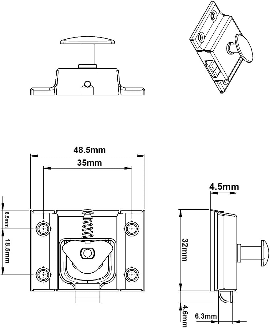 QCAA Oval Turn Cabinet Latch, for Cupboard & Other Furniture, Small, Antique Copper, Made in