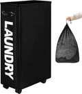 DOKEHOM 29-Inches Enlarged Slim Laundry Basket with Removable Wash Bag on Wheels, Collapsible