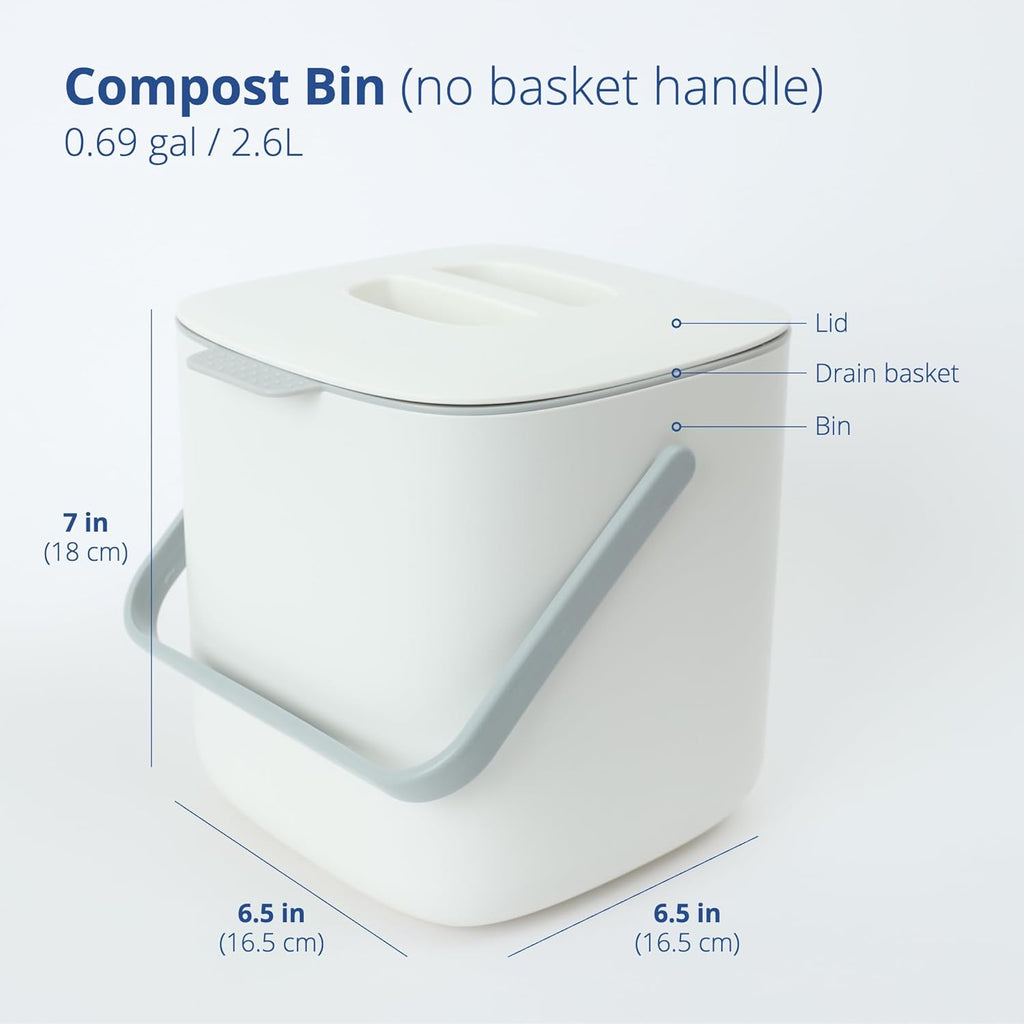 Blue Ginkgo Kitchen Compost Bin [2.6L / 0.69 GAL] – Filter-Free, Odor-Tight Countertop Food Waste