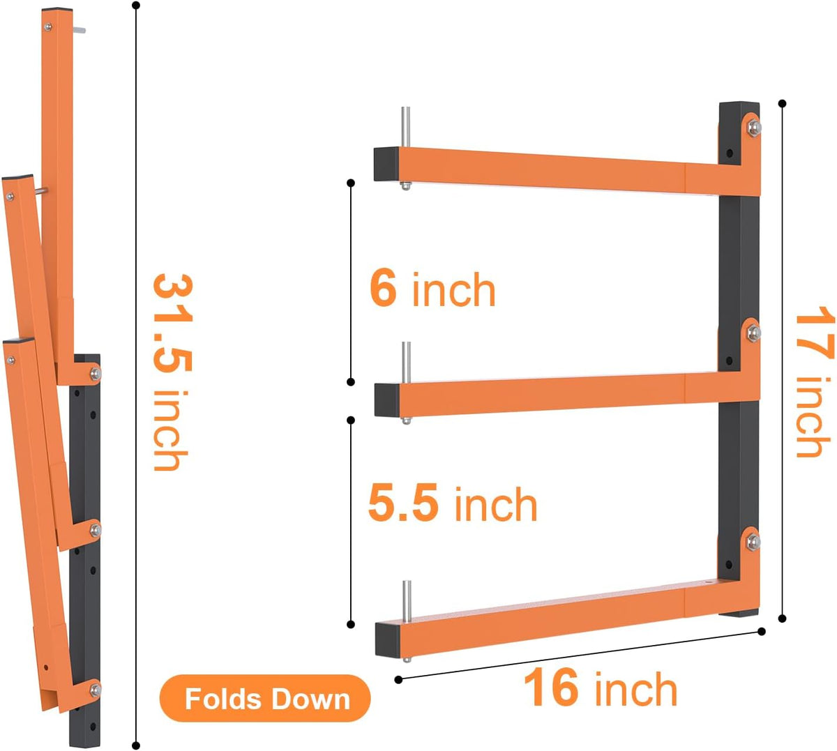 2 Pack Lumber Storage Rack, Wall Mount Wood Storage Racks, Heavy Duty 3-Level System Lumber Metal