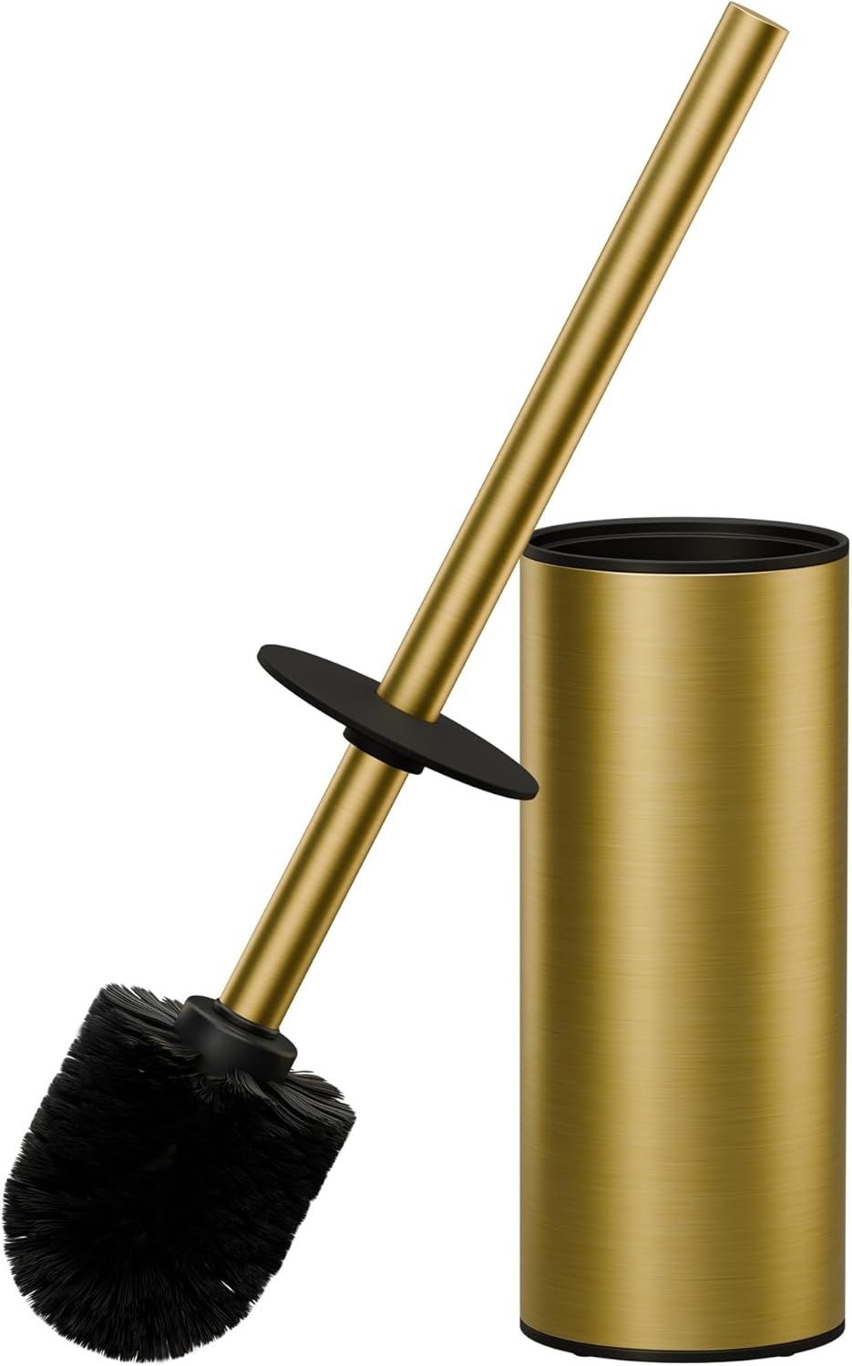 FORIOUS Toilet Brush and Holder Set, 304 Stainless Steel Long Handle and Heavy Duty Base for