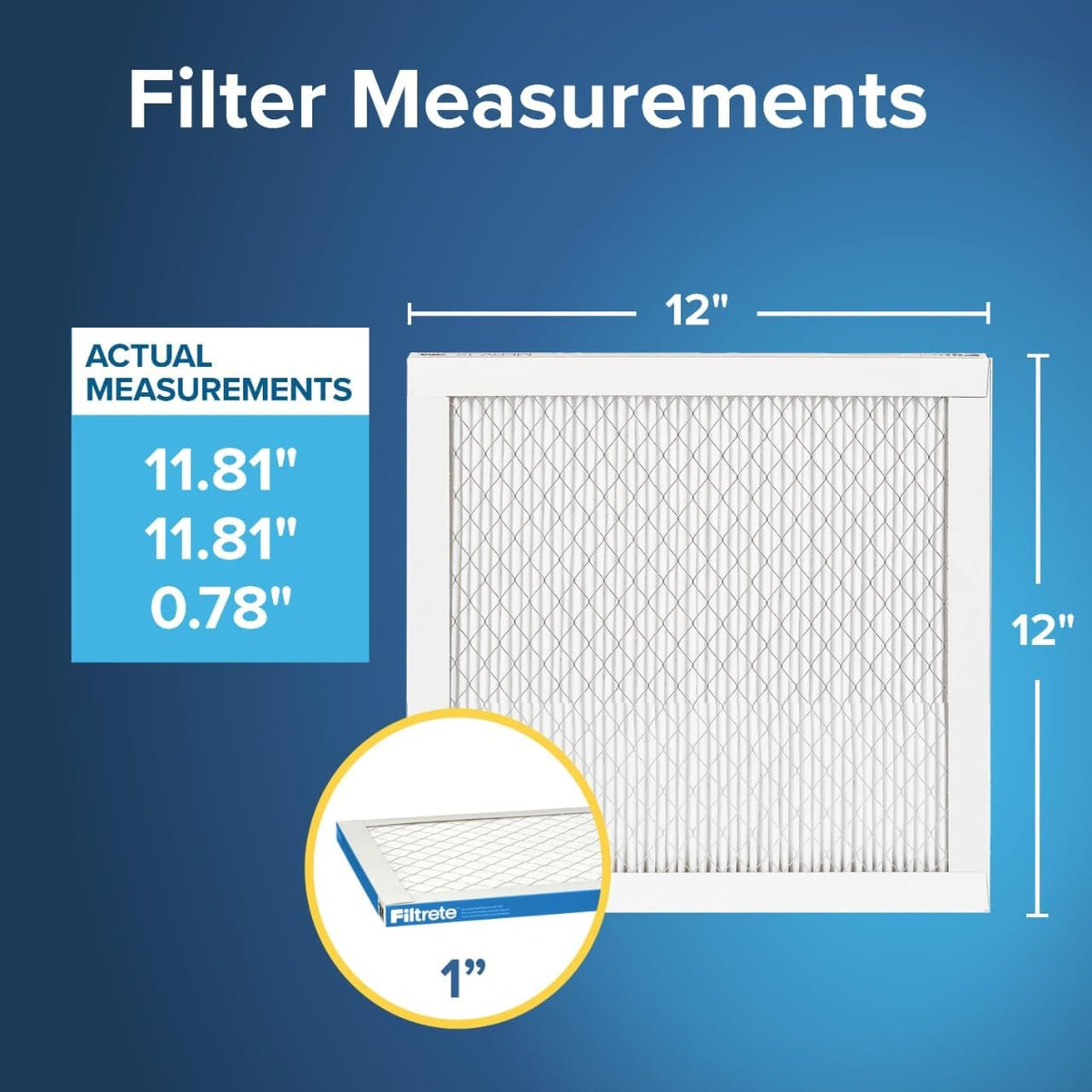 Filtrete 12x12x1 AC Furnace Air Filter, MERV 13, MPR 1900, Premium Allergen, Bacteria & Virus