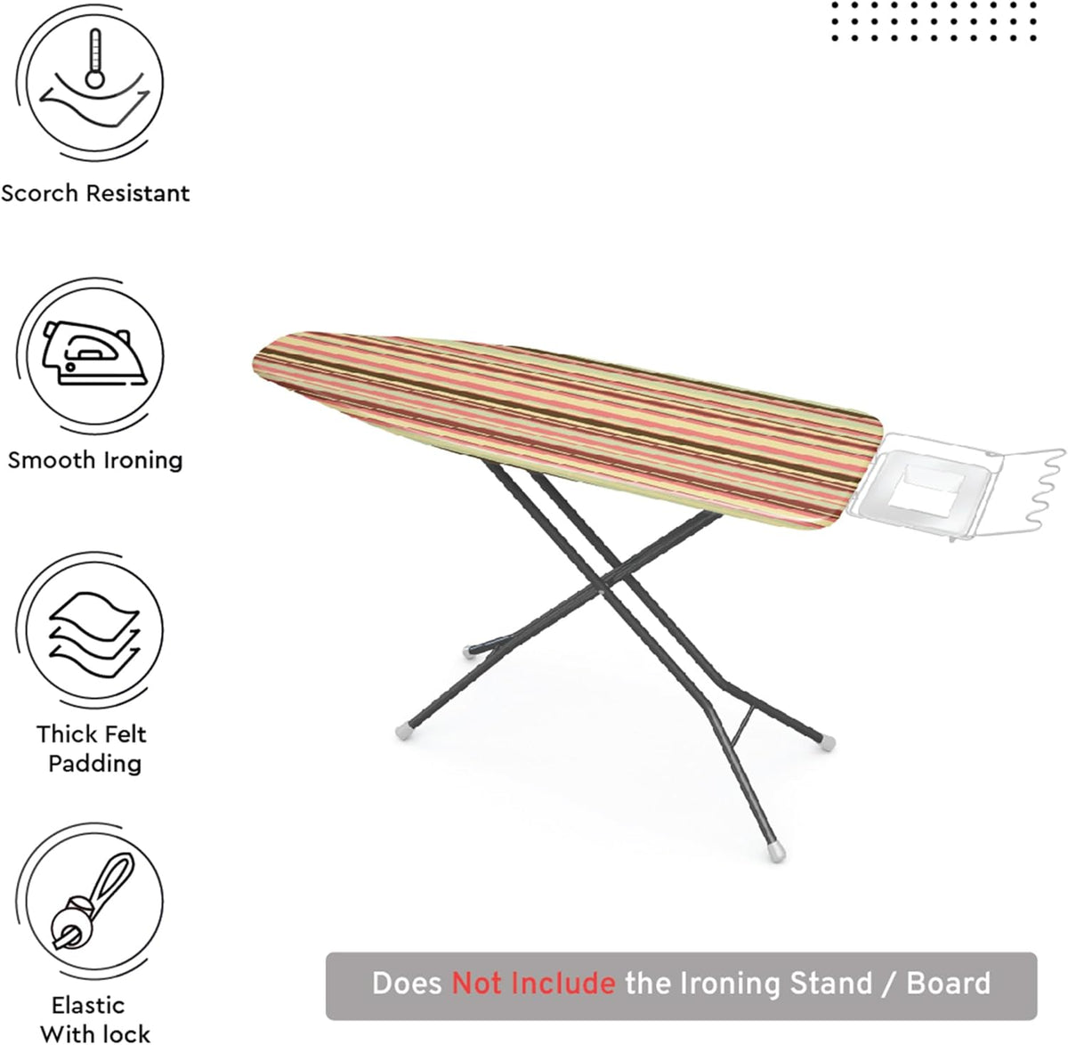 Encasa XO Ironing Board Cover and Pad - Thick 4mm Felt, Heat & Scorch-Resistant, Fits Medium Boards