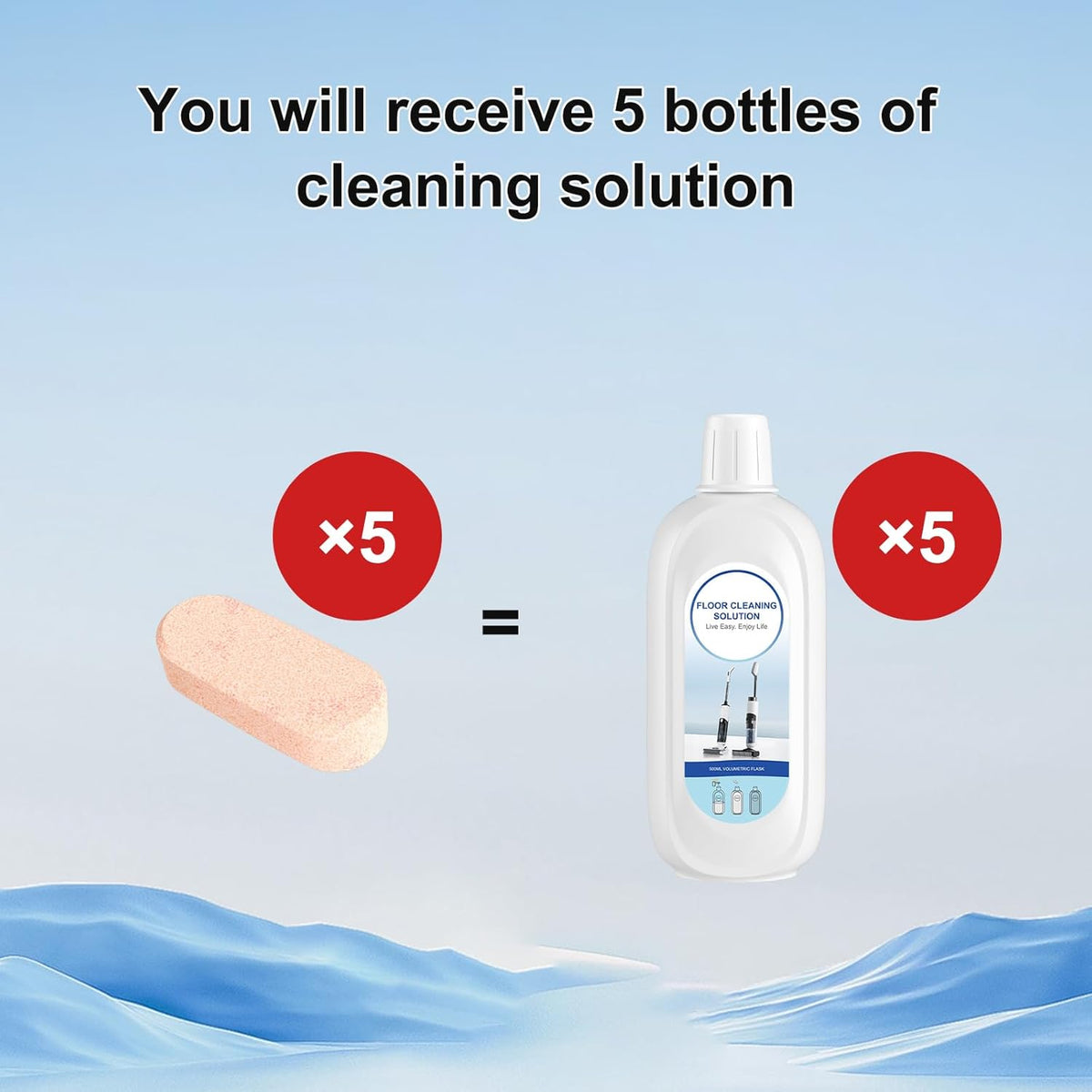 5 Bottles Compatible with Tineco Cleaning Solution Pet 500ml Per Bottle Orange Scents Floor Cleaner