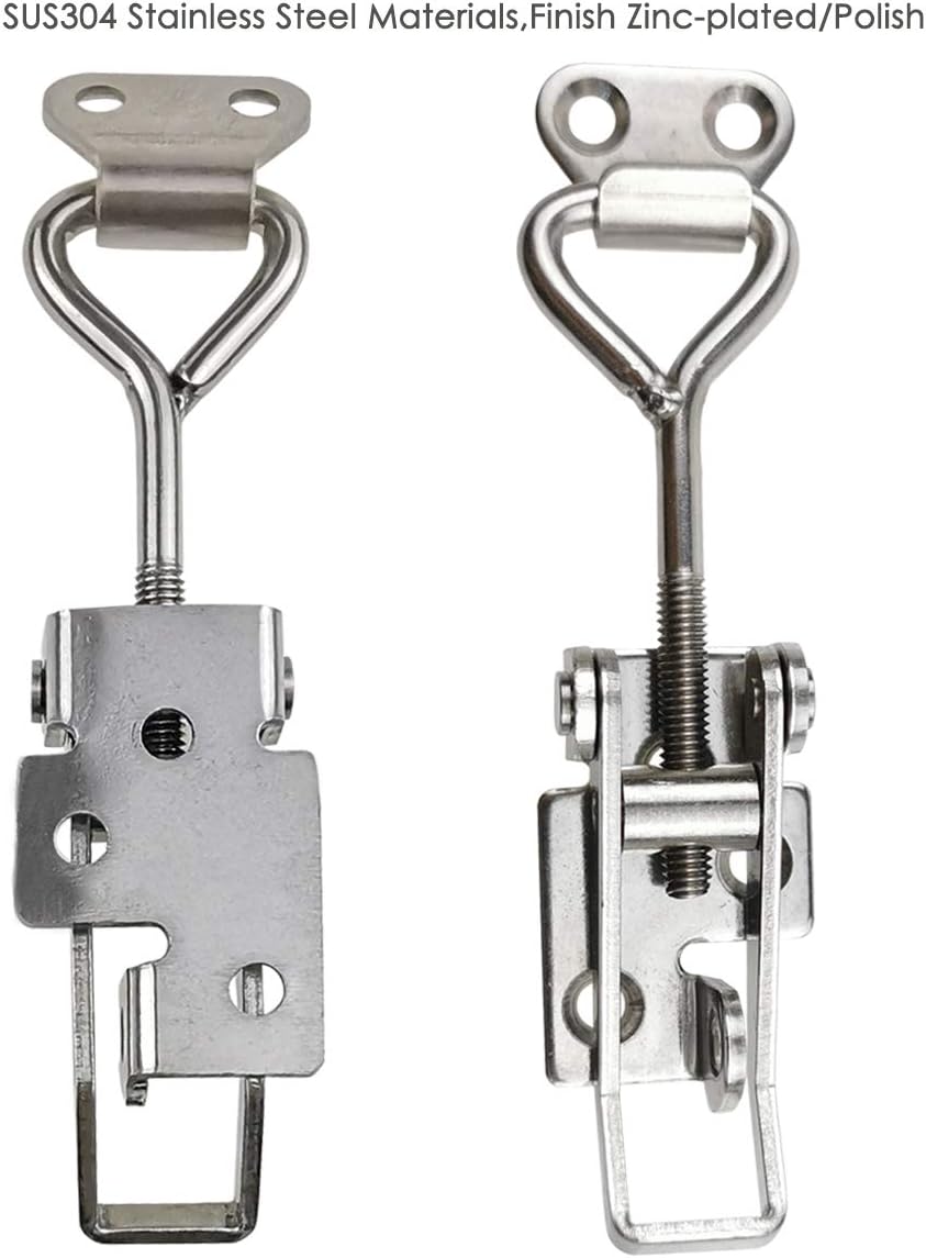 Adjustable Latch Buckle Cabinet Boxes Lever Handle Toggle Catch Latch Lock,Silver,Adjustable Range