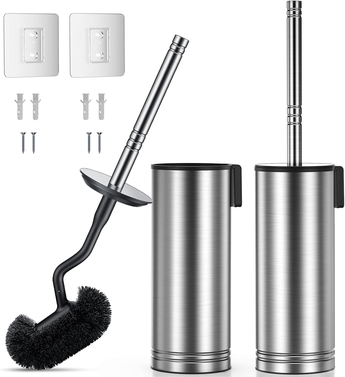 Hamitor Toilet Brush and Holder Set: 304 Stainless Steel Rustproof Toilet Scrubber with Under Rim