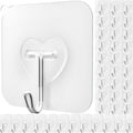 DGYB 40 Pcs Clear Adhesive Hooks for Hanging 22lb Self Adhesive Wall Hooks Heavy Duty Waterproof