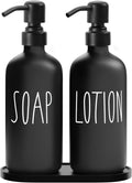 MOMEEMO Black Soap Dispenser Bathroom, Contains Lotion and Hand Soap Dispenser, Suitable for