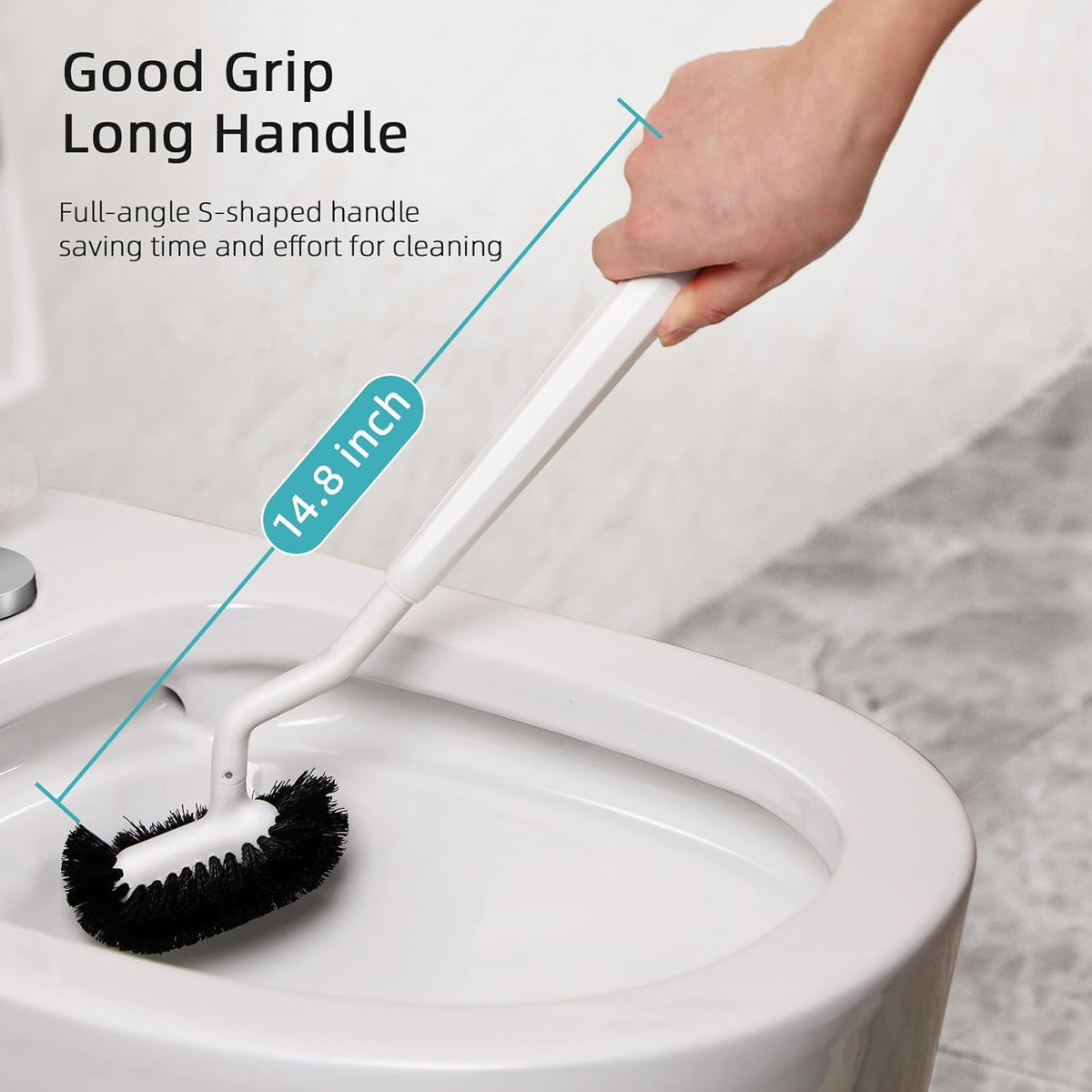 HAMITOR Toilet Bowl Brush Holder Set: 2 Pack Bathroom Deep Cleaning Toilet Cleaner Scrubber Under