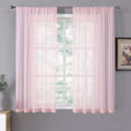 Tollpiz Short Sheer Curtains Living Room Linen Textured Curtain Sheers Light Filtering Voile Rod