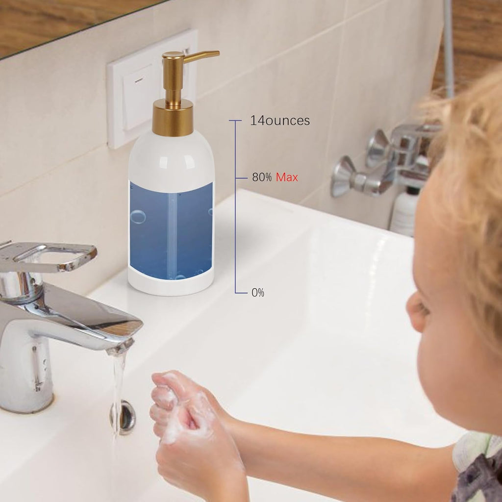 Natheeph 2PC 14OZ Ceramic Soap Dispenser Ceramic Soap Pump Dispenser Can Fill Liquid for
