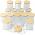 CONNOO 15 Pack 7 OZ Frosted Empty Candle Jars with Bamboo Lids and Sticky Labels for Making Candles