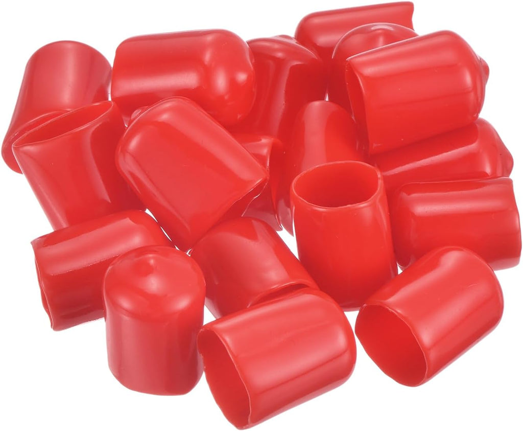 uxcell 20pcs Rubber End Caps 14.5mm ID Vinyl Round Tube Bolt Cap Cover Thread Protectors Red