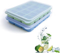 Ice Cube Trays Set of 2, Easy Release 15 Flexible Silicone Ice Cube Molds with Removable Lid