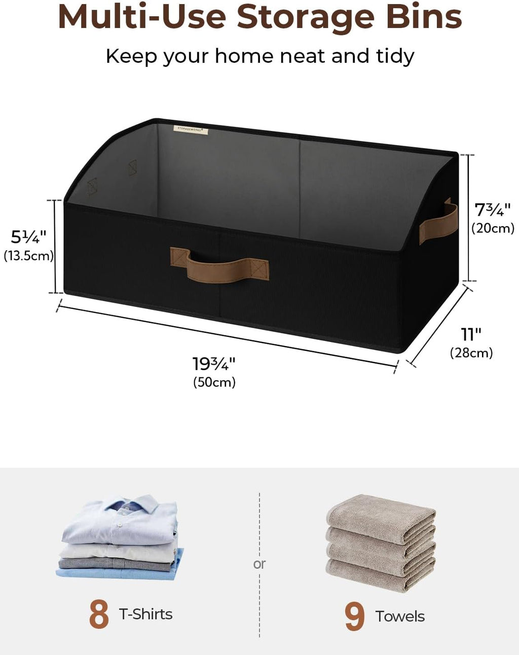 StorageWorks Closet Storage Bins, Trapezoid Organizer Box for Shelves, Fabric Clothes Bin, Foldable