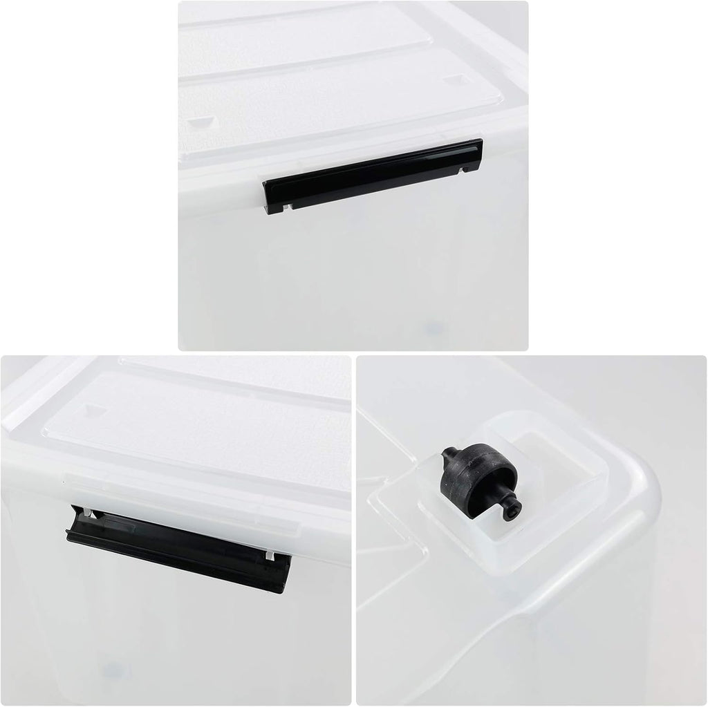 Bringer 70 Qt Latching Plastic Storage Containers with Lids, Clear Large Storage Box with Wheels
