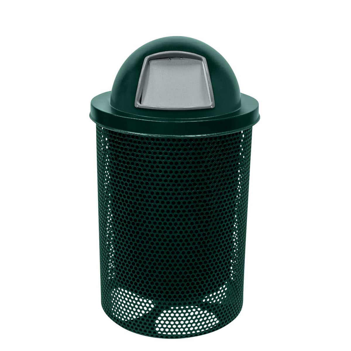 COATEDOUTDOORFURNITURE Coated Outdoor Furniture 32-Gallon Heavy-Duty Punched Steel Round Trash