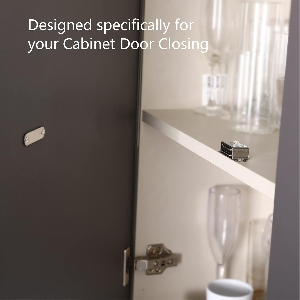 Mousike Cabinet Magnets 30lb Stainless Steel Magnetic Door Catch with Strong Magnetic for Kitchen