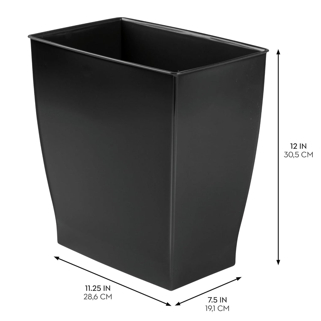 iDesign Small Bathroom Trash Can, Ideal for Primary and Guest Bathroom or Office, Black, Made in USA
