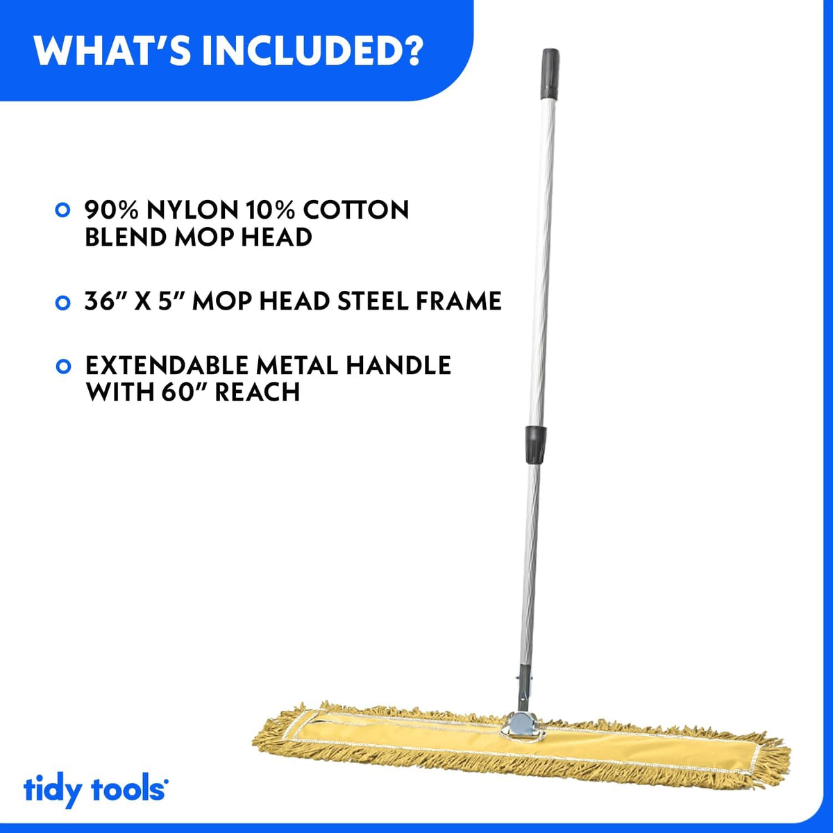 36 Inch Yellow Commercial Dust Mop & Floor Sweeper with Extendable Handle – Mop for Hardwood, Tile