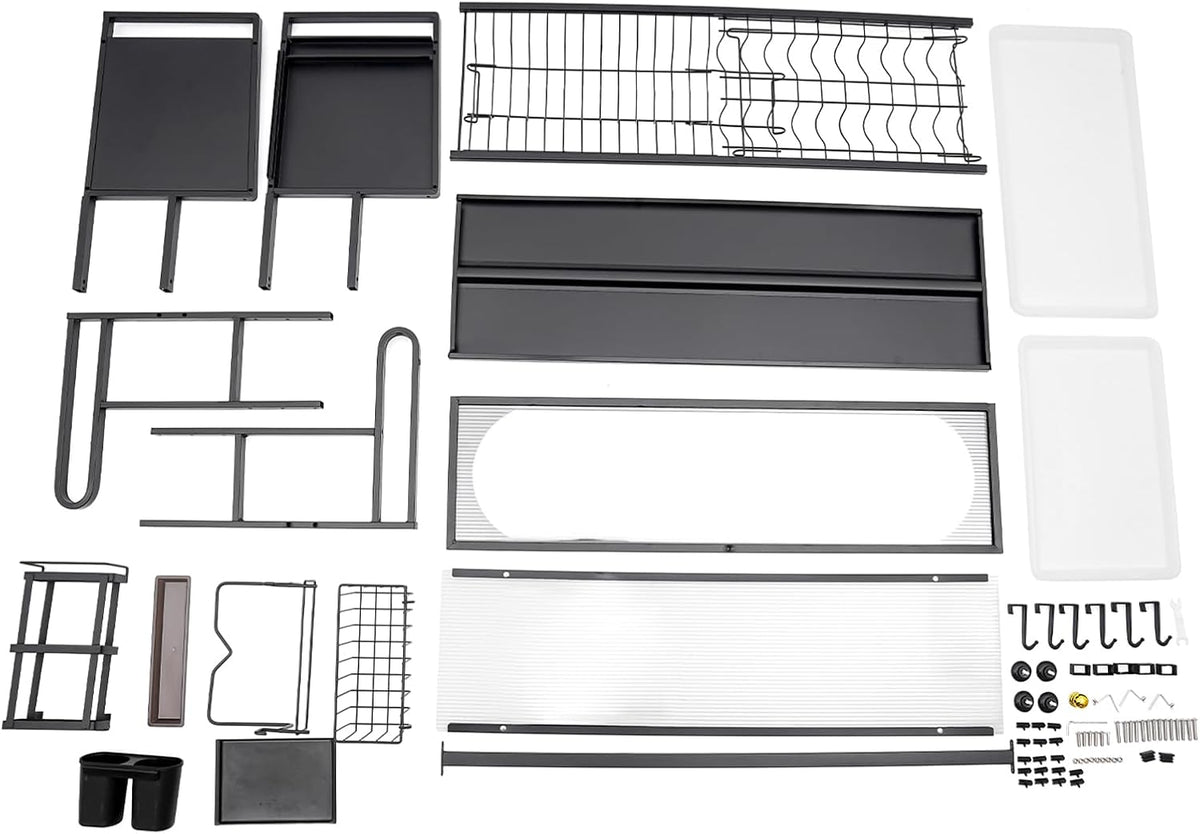 3 Tier Over The Sink Dish Drying Rack W/Clear Cabinet Door, Adjustable Dish Drainer Rack, Black