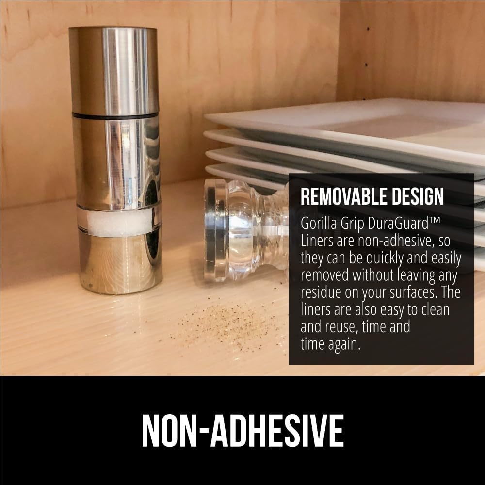 GORILLA GRIP DuraGuard Shelf Liner, Non-Adhesive Cabinet Liners for Kitchen Drawers, Shelves