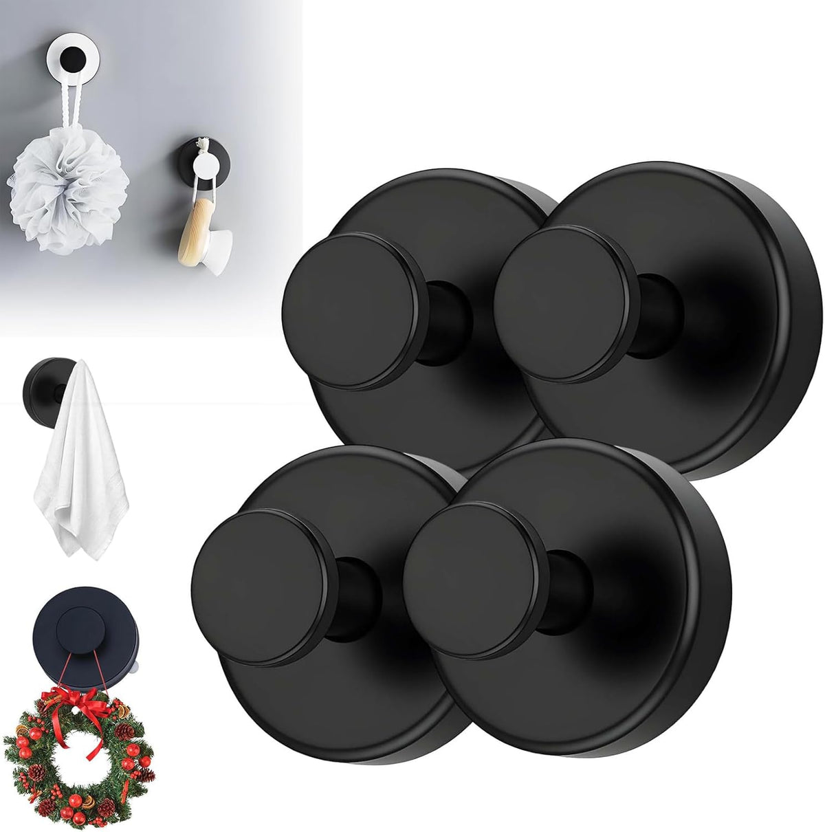 Suction Cup Hooks for Wreaths, 2025 New No Drill Suction Cup Hooks on Glass, Wreath Hanger for