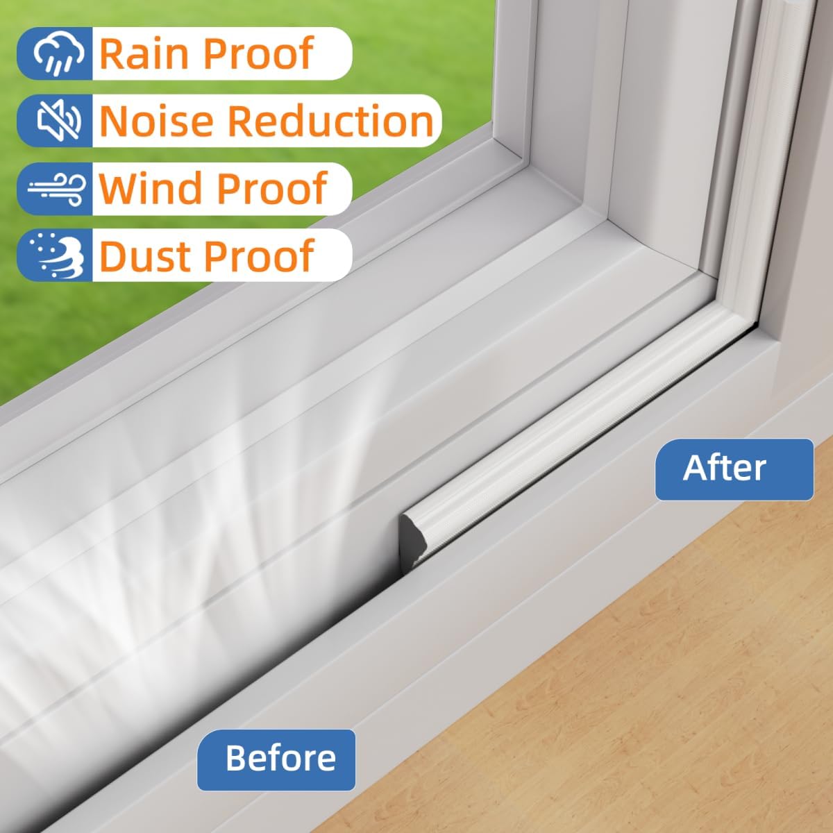 Wedge-Shape Window Weather Stripping Door Frame Seal Strip 118” White,Upgrade Black