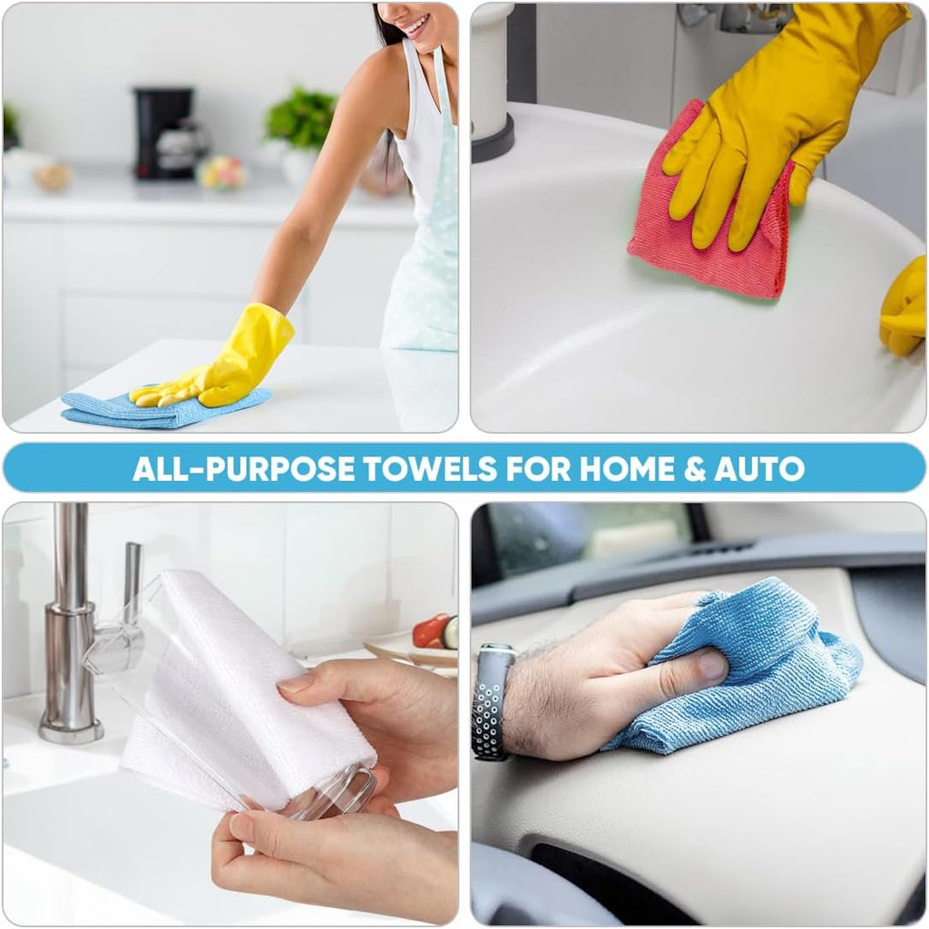 AIDEA Microfiber Cleaning Cloth White, Shop Rags 330 Sheets(6 Roll), Towels for Cars, Tear Away