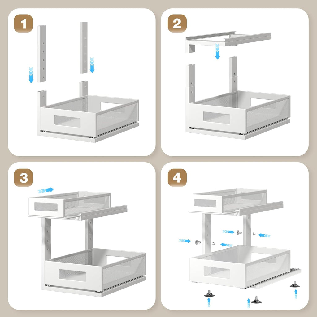 2 Pack Under Sink Organizer With Next-Gen Ball-Bearing Slides,2-Tier Pull Out Cabinet