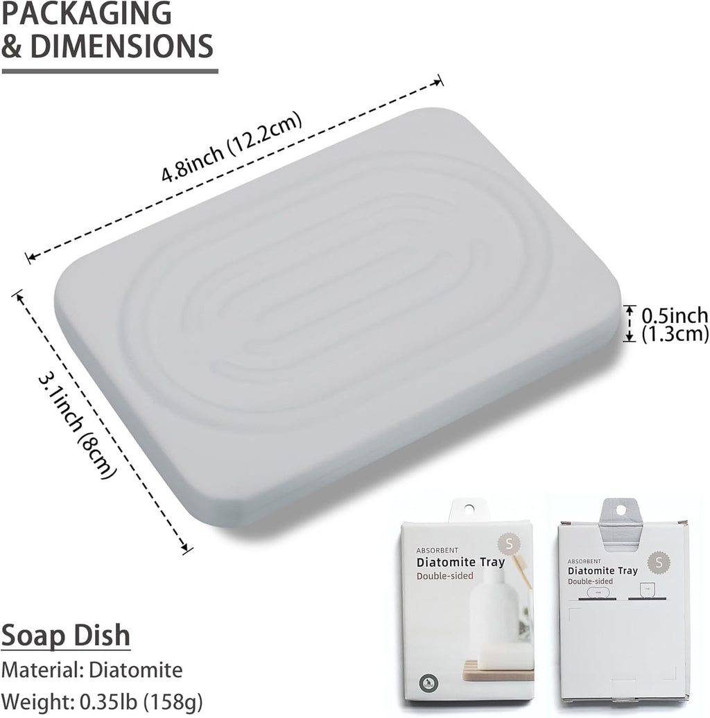 Diatomite Soap Dish for Kitchen Organizer, Quick Dry Sink Caddy Holder for Sponge, Brush
