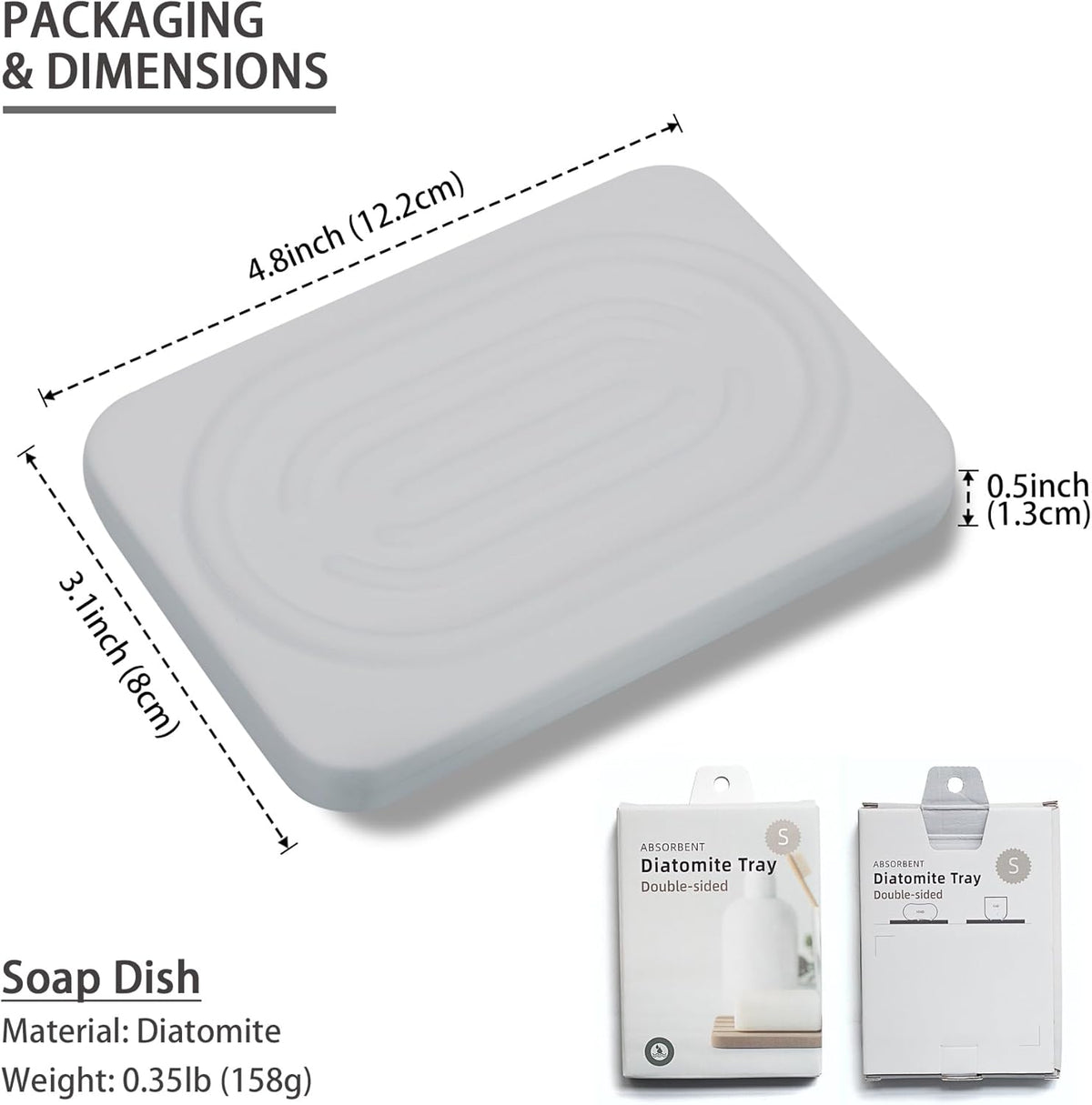 Diatomite Soap Dish for Kitchen Organizer, Quick Dry Sink Caddy Holder for Sponge, Brush
