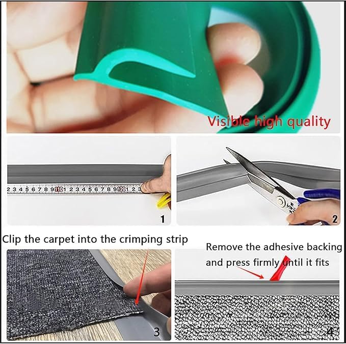Self Adhesive Carpet Transition Strip with Edge Trim, Designed for Seamless Transitions from Carpet