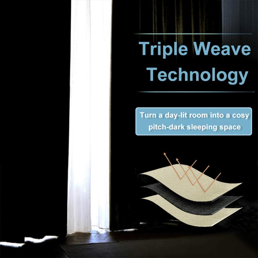 RYB HOME Curtains for Bedroom 63 inches Long, Blackout Thermal Insulating Window Treatment Drapes