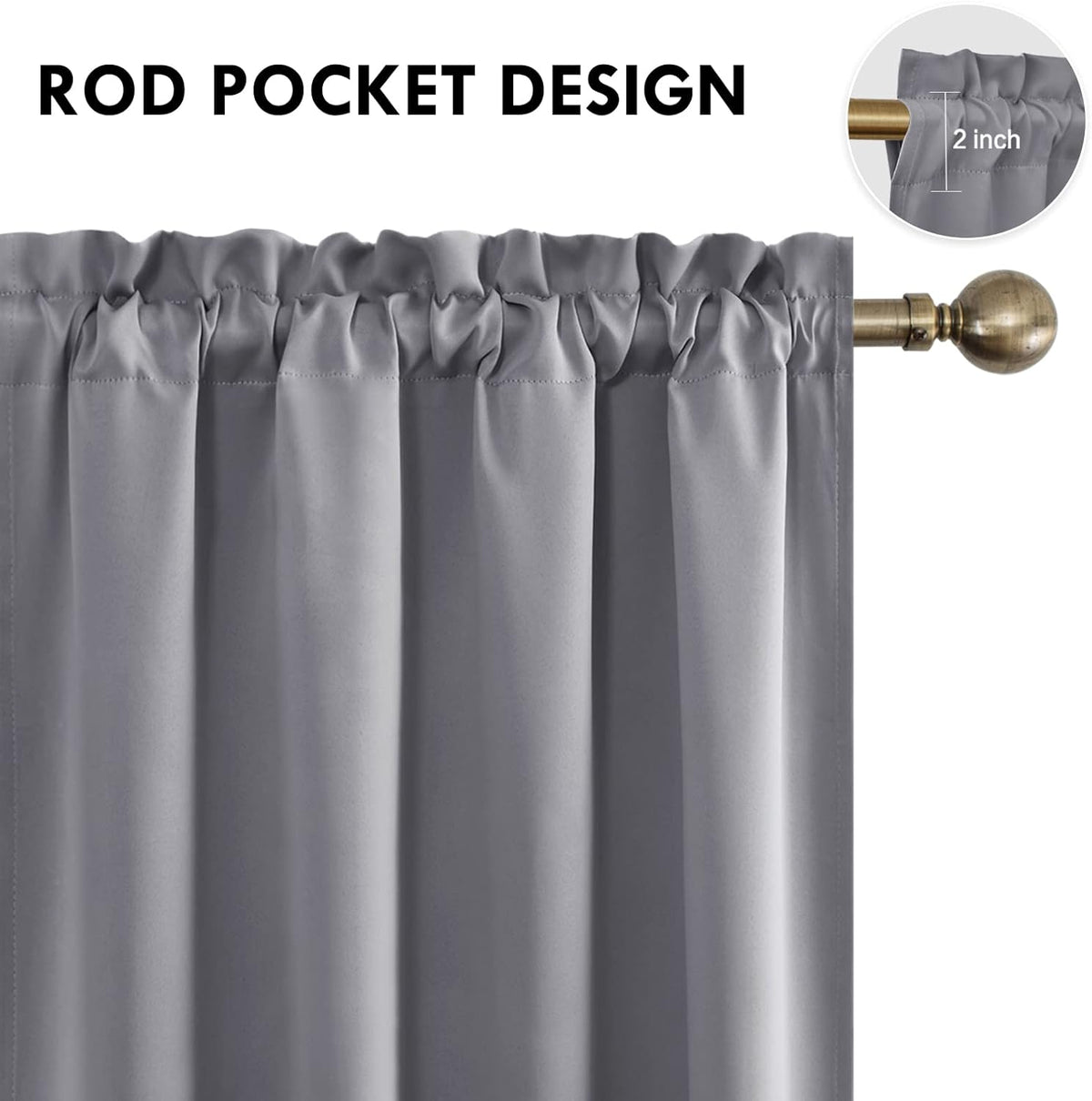 DWCN Blackout Curtains Room Darkening Thermal Insulated Bedroom Curtains Window Curtain Panels, 52