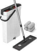 Mop and Bucket with Wringer Set,Hands Free Flat Floor Mop and Bucket,4 Washable Microfiber Pads