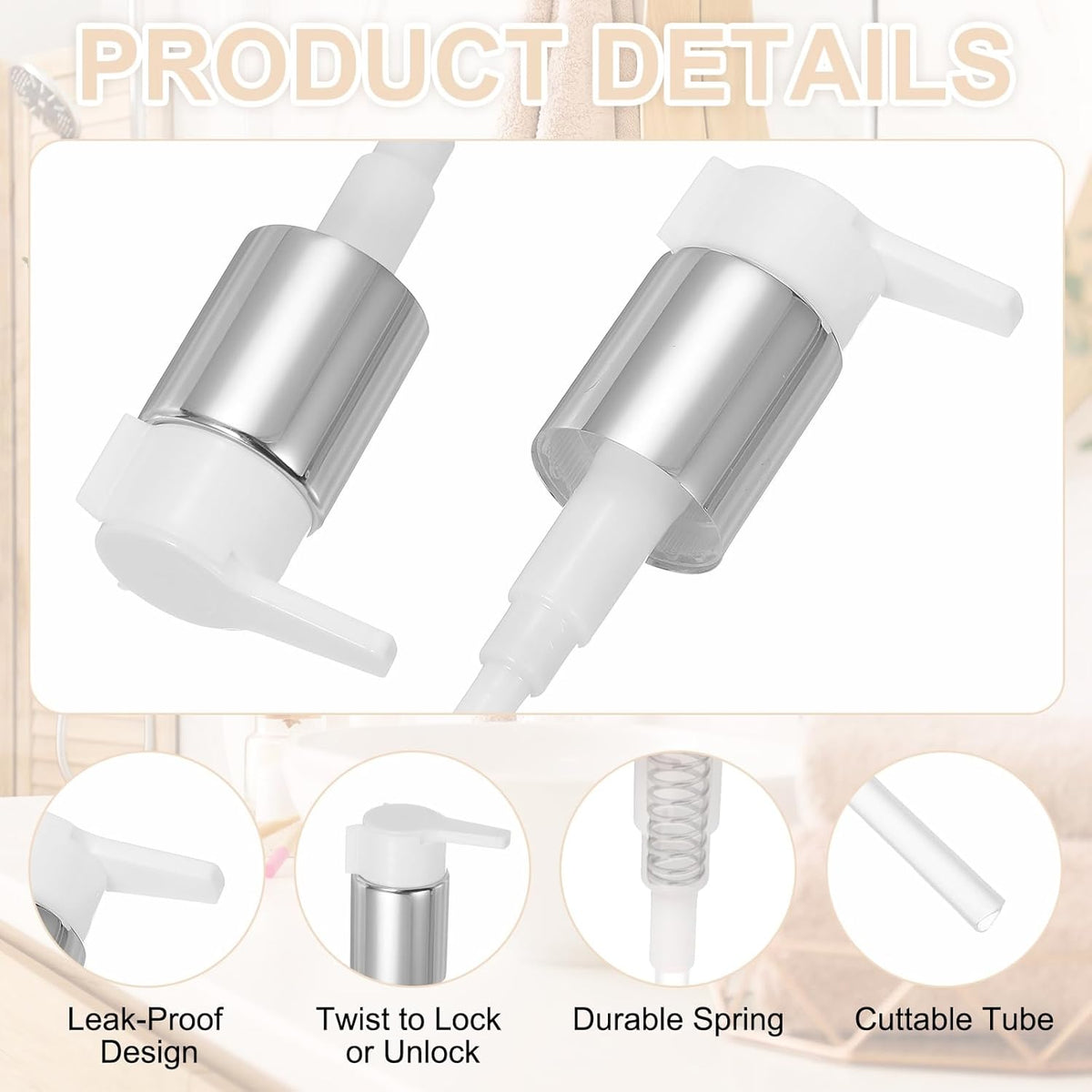uxcell 2 Pcs Soap Dispenser Pump Heads, Hand Soap Dispensers Top Pumps Replacement Clip-on Pumphead