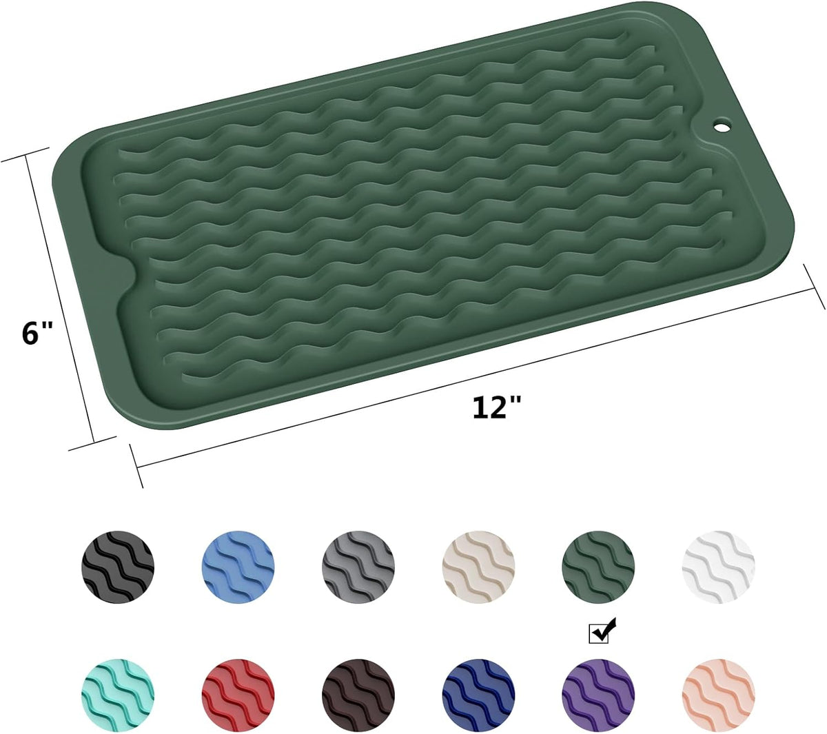 ZLR Silicone Dish Drying Mat for Kitchen Counter, Eco-Friendly Fast Dry Dish Mat, Easy Clean Multi