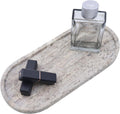 Natural Marble Tray, Oval Vanity Decorative Tray for Bathroom Counter, Countertop Stone Organizer