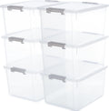 Citylife 6 Packs 32 QT Plastic Storage Bins with Lids Large Stackable Storage Containers for